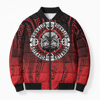 Aotearoa Bulldog Bomber Puffer Jacket New Zealand Kowhaiwhai Tribal LT9 Unisex Red - Polynesian Pride