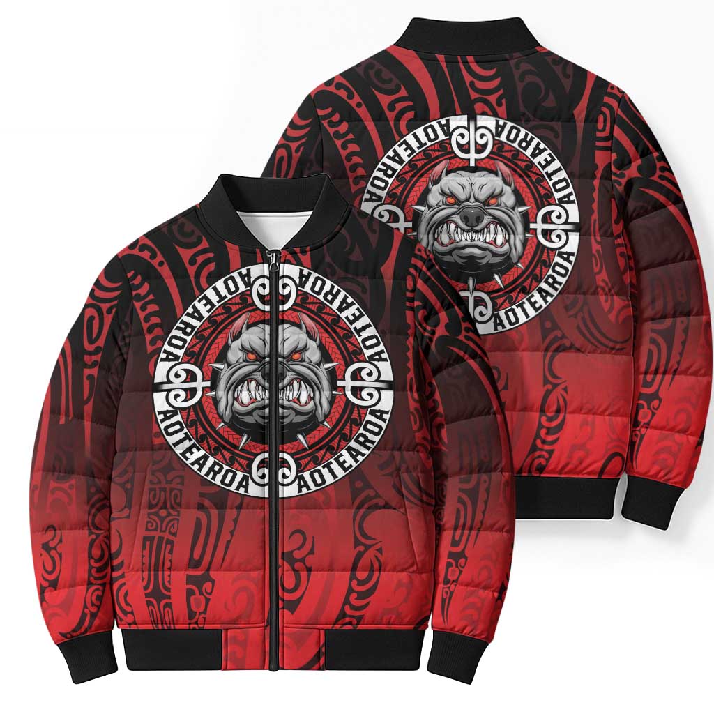 Aotearoa Bulldog Bomber Puffer Jacket New Zealand Kowhaiwhai Tribal LT9 - Polynesian Pride