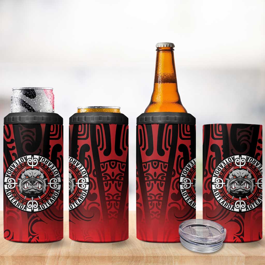 Aotearoa Bulldog 4 in 1 Can Cooler Tumbler New Zealand Kowhaiwhai Tribal LT9 - Polynesian Pride