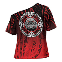 Aotearoa Bulldog Cross Shoulder Shirt New Zealand Kowhaiwhai Tribal LT9 - Polynesian Pride