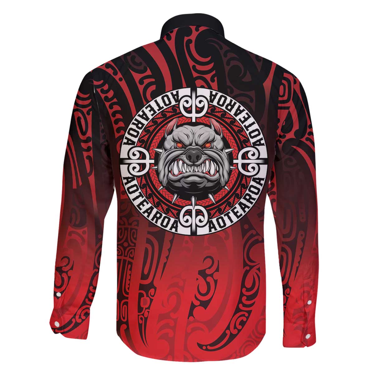 Aotearoa Bulldog Family Matching Off The Shoulder Long Sleeve Dress and Hawaiian Shirt New Zealand Kowhaiwhai Tribal LT9 - Polynesian Pride