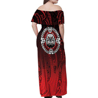 Aotearoa Bulldog Family Matching Off Shoulder Maxi Dress and Hawaiian Shirt New Zealand Kowhaiwhai Tribal LT9 - Polynesian Pride