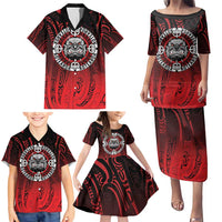 Aotearoa Bulldog Family Matching Puletasi and Hawaiian Shirt New Zealand Kowhaiwhai Tribal LT9 - Polynesian Pride