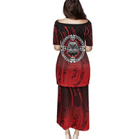 Aotearoa Bulldog Family Matching Puletasi and Hawaiian Shirt New Zealand Kowhaiwhai Tribal LT9 - Polynesian Pride