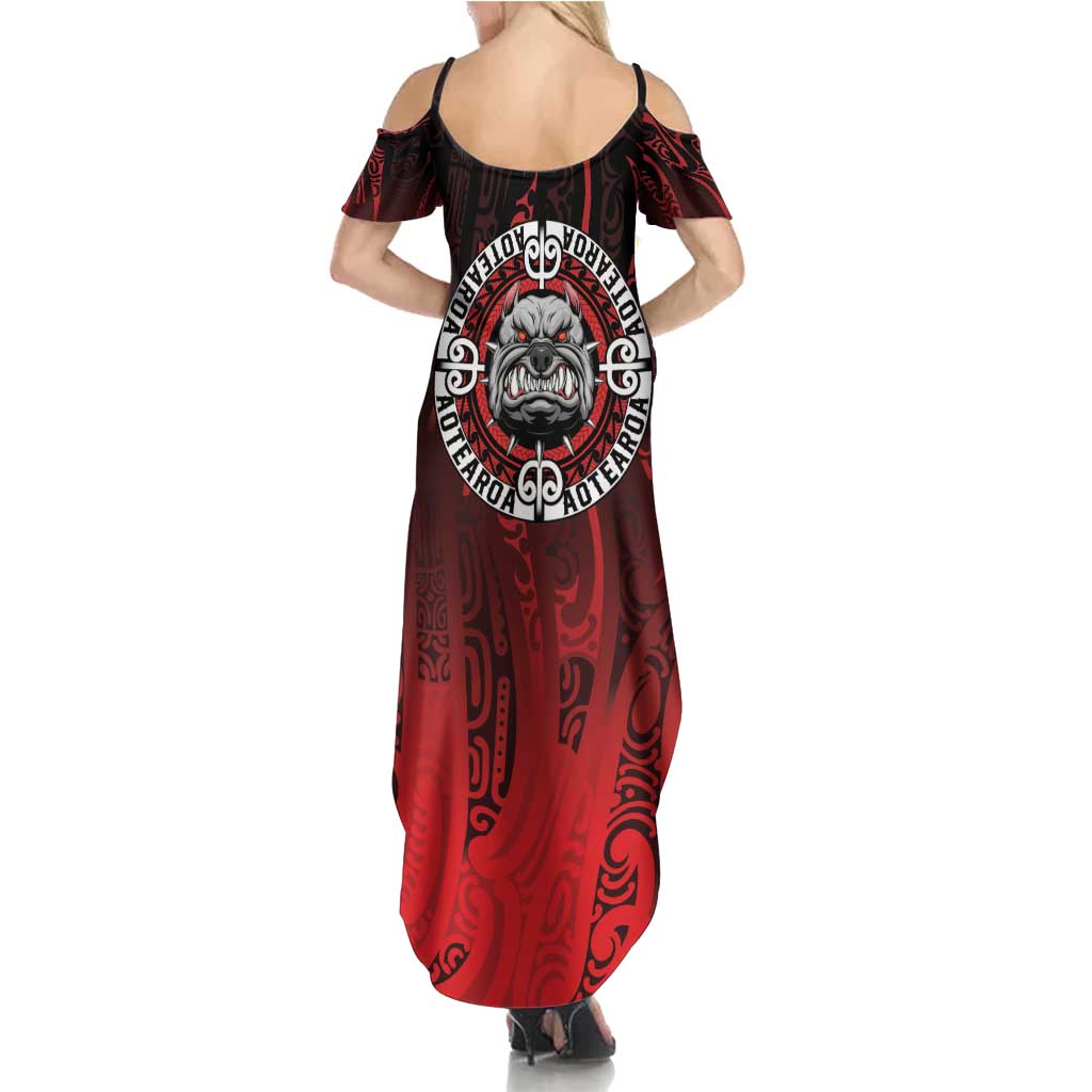 Aotearoa Bulldog Family Matching Summer Maxi Dress and Hawaiian Shirt New Zealand Kowhaiwhai Tribal LT9 - Polynesian Pride