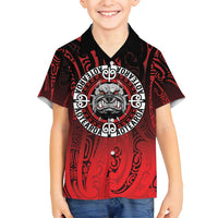 Aotearoa Bulldog Family Matching Tank Maxi Dress and Hawaiian Shirt New Zealand Kowhaiwhai Tribal LT9 Son's Shirt Red - Polynesian Pride