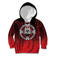 Aotearoa Bulldog Kid Hoodie New Zealand Kowhaiwhai Tribal LT9 Hoodie Red - Polynesian Pride
