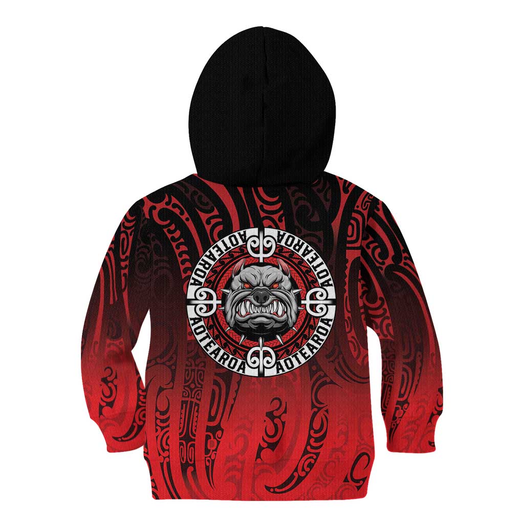 Aotearoa Bulldog Kid Hoodie New Zealand Kowhaiwhai Tribal LT9 - Polynesian Pride
