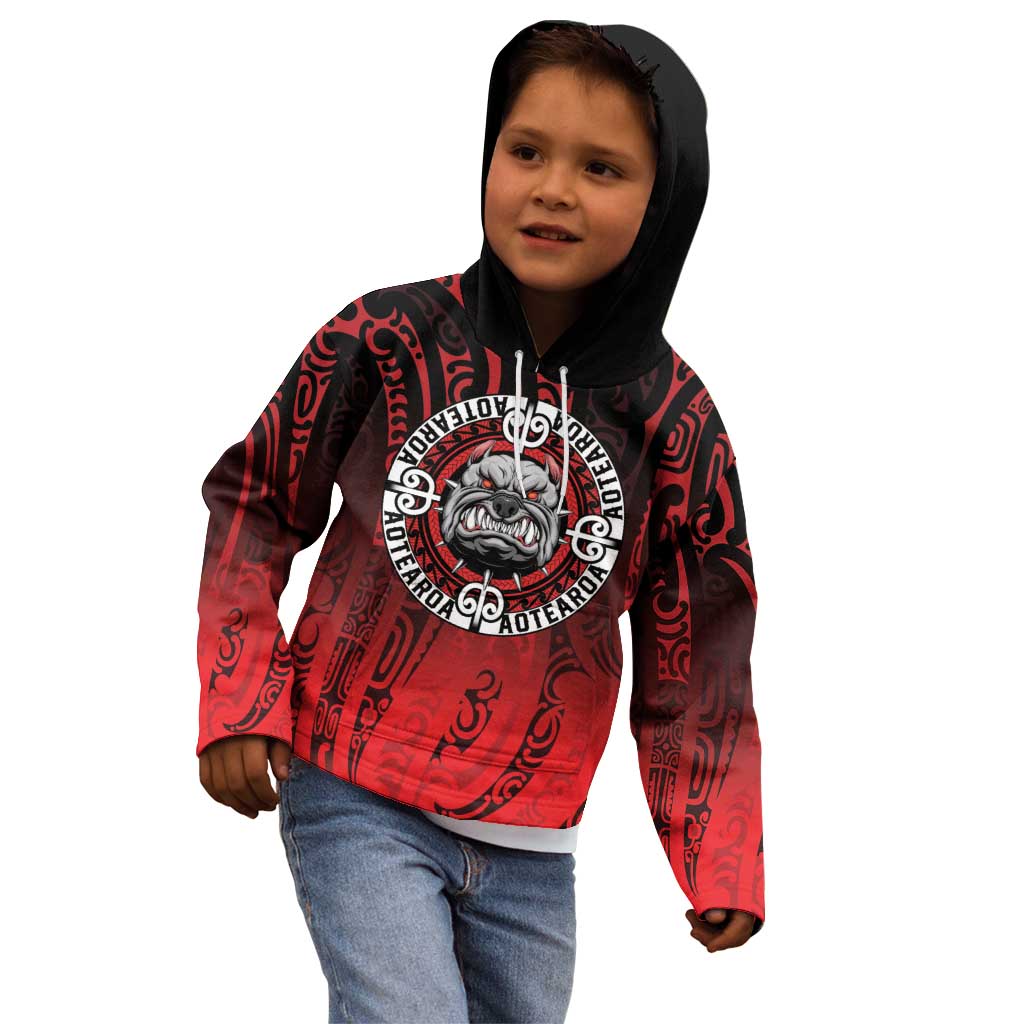 Aotearoa Bulldog Kid Hoodie New Zealand Kowhaiwhai Tribal LT9 - Polynesian Pride