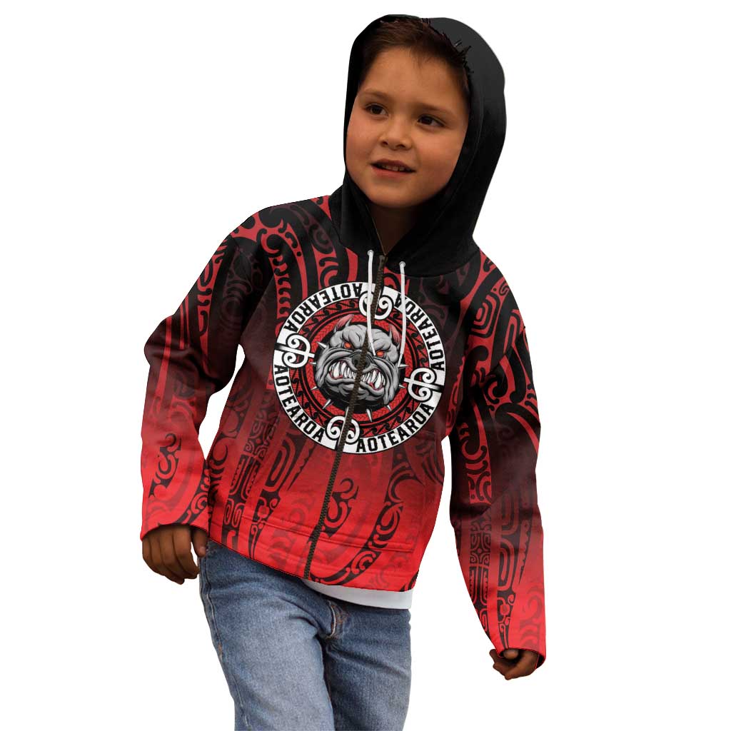 Aotearoa Bulldog Kid Hoodie New Zealand Kowhaiwhai Tribal LT9 - Polynesian Pride