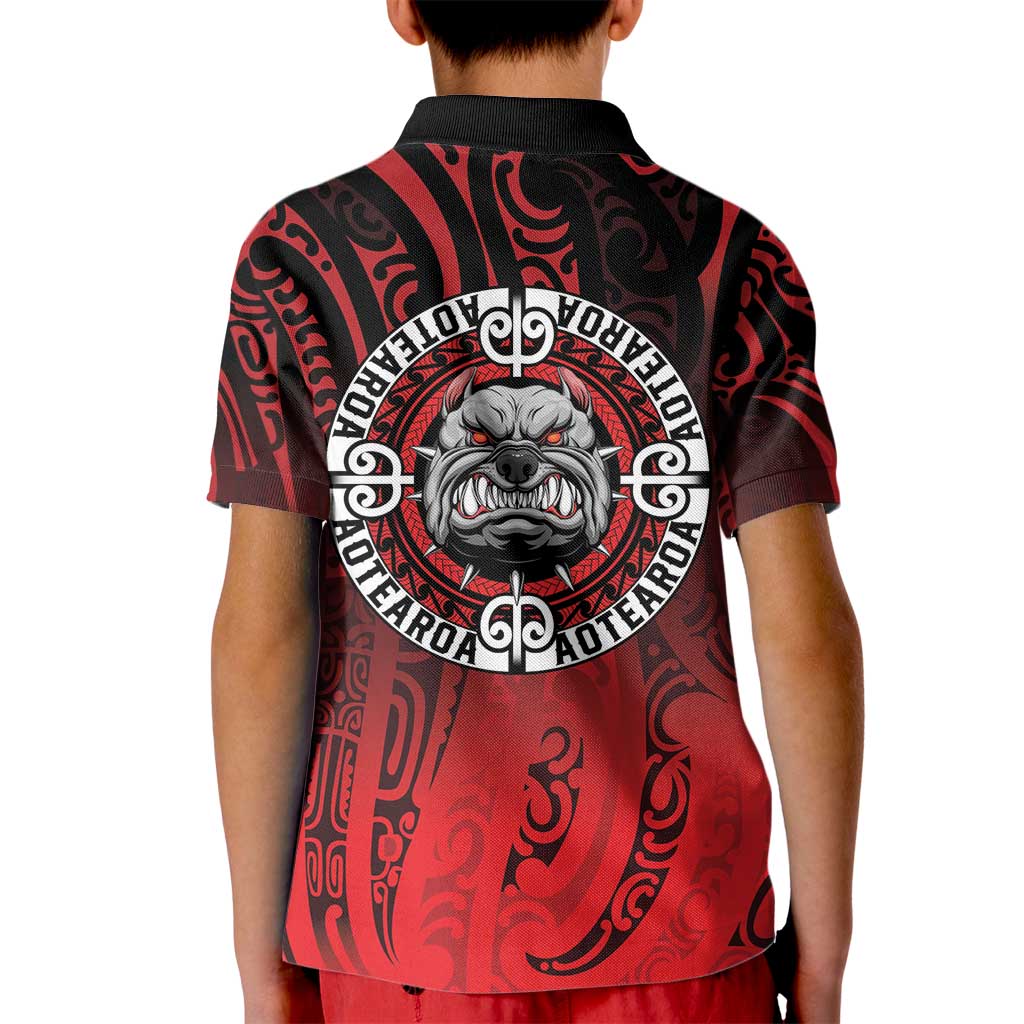Aotearoa Bulldog Kid Polo Shirt New Zealand Kowhaiwhai Tribal LT9 - Polynesian Pride