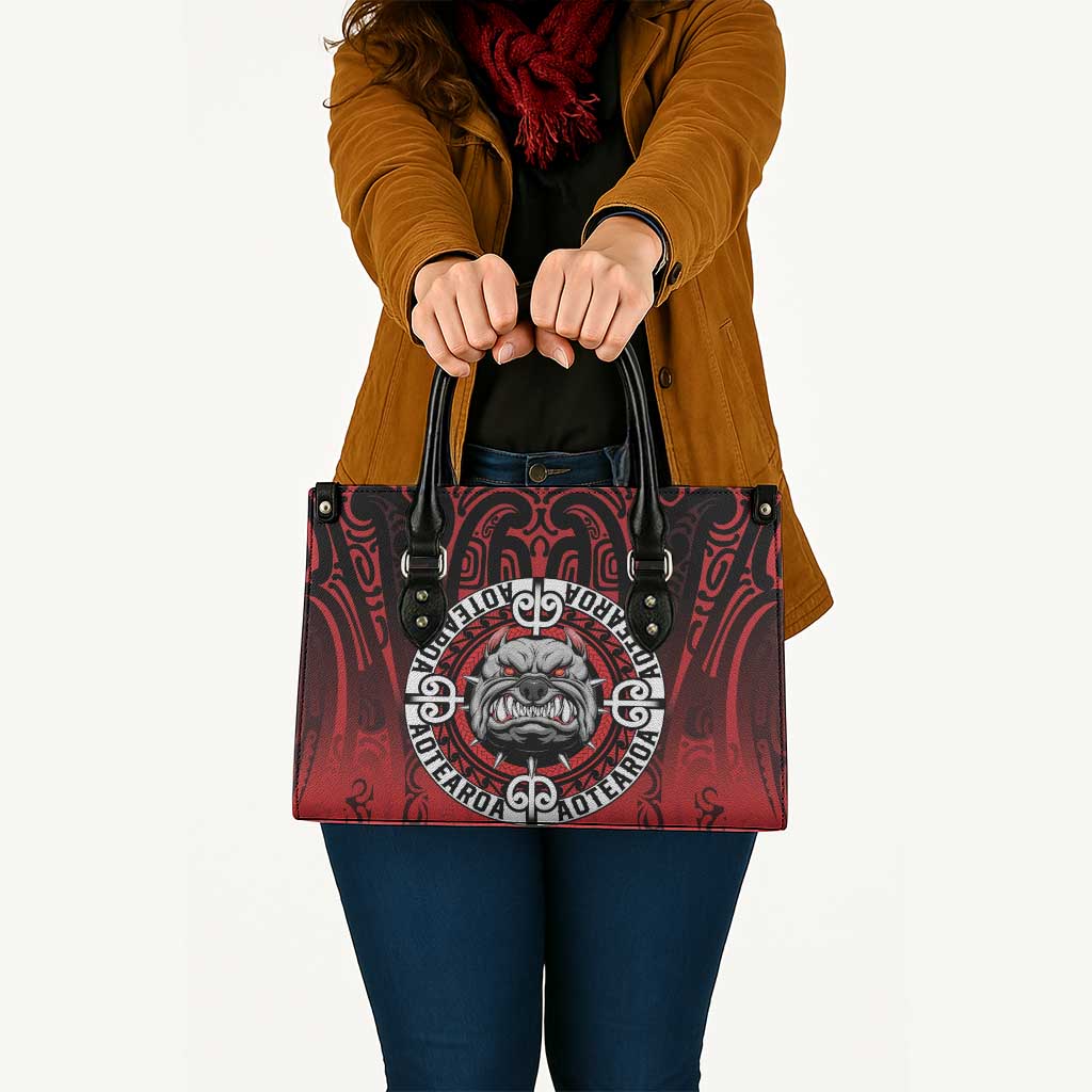 Aotearoa Bulldog Leather Bag New Zealand Kowhaiwhai Tribal - Polynesian Pride