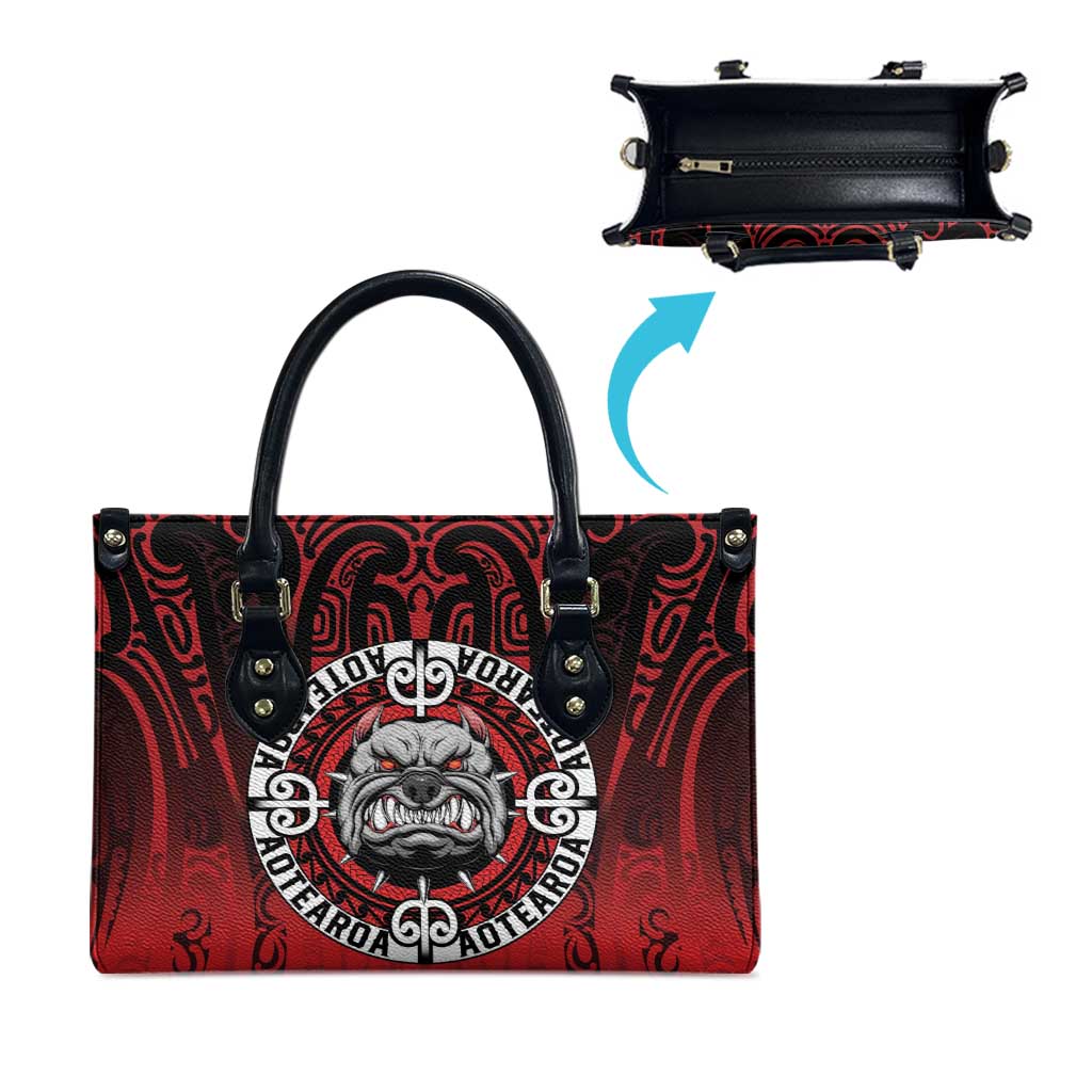 Aotearoa Bulldog Leather Bag New Zealand Kowhaiwhai Tribal - Polynesian Pride