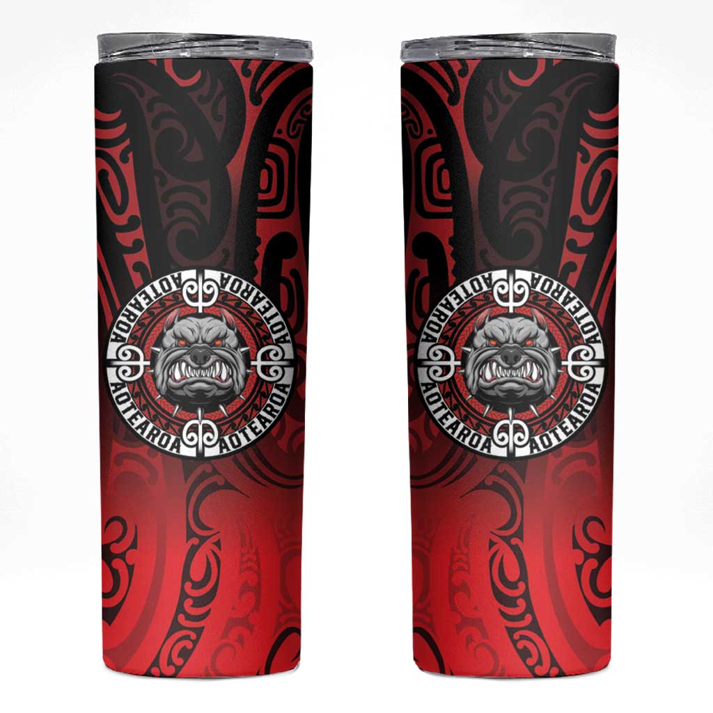 Aotearoa Bulldog Skinny Tumbler New Zealand Kowhaiwhai Tribal LT9 Red - Polynesian Pride