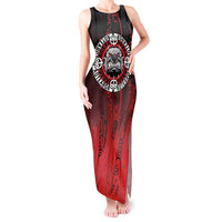 Aotearoa Bulldog Tank Maxi Dress New Zealand Kowhaiwhai Tribal LT9 Women Red - Polynesian Pride