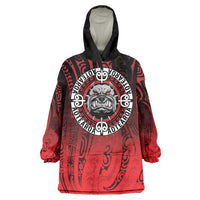 Aotearoa Bulldog Wearable Blanket Hoodie New Zealand Kowhaiwhai Tribal LT9 One Size Red - Polynesian Pride