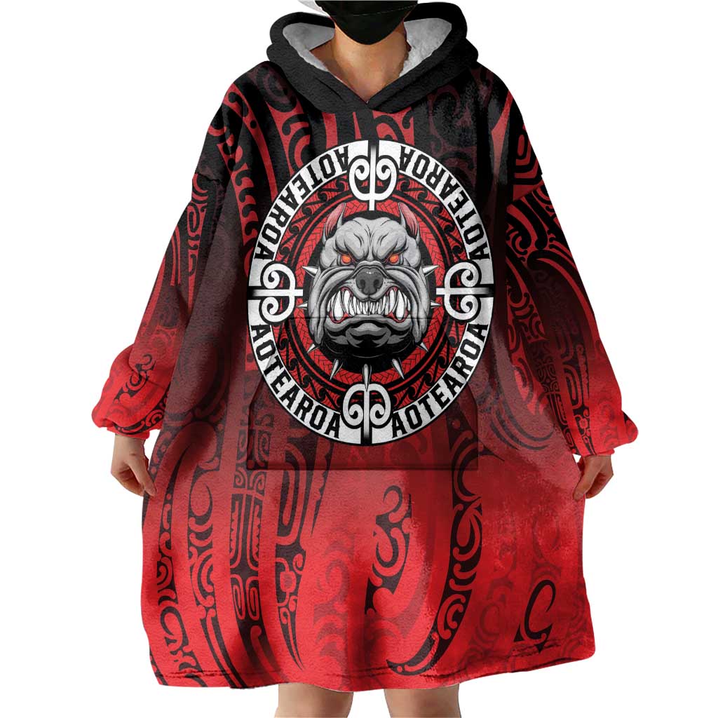 Aotearoa Bulldog Wearable Blanket Hoodie New Zealand Kowhaiwhai Tribal LT9 - Polynesian Pride
