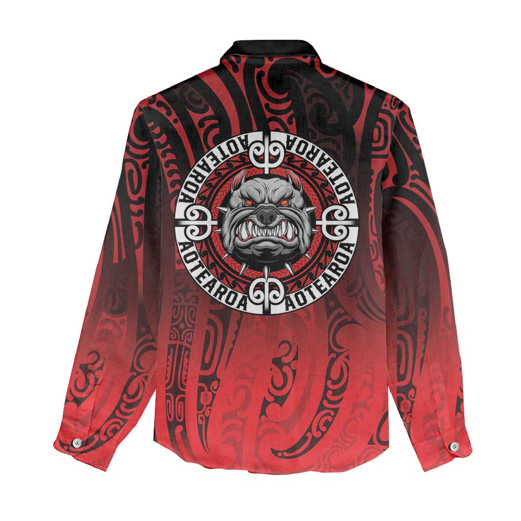 Aotearoa Bulldog Women Casual Shirt New Zealand Kowhaiwhai Tribal LT9 - Polynesian Pride