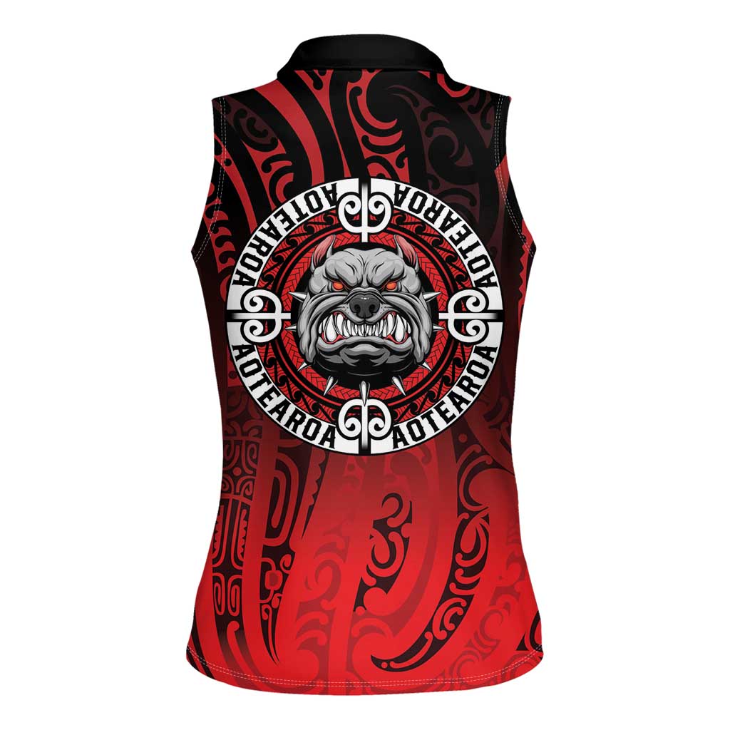 Aotearoa Bulldog Women Sleeveless Polo Shirt New Zealand Kowhaiwhai Tribal LT9 - Polynesian Pride