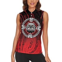 Aotearoa Bulldog Women Sleeveless Polo Shirt New Zealand Kowhaiwhai Tribal LT9 - Polynesian Pride
