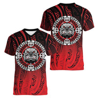 Aotearoa Bulldog Women V-Neck T-Shirt New Zealand Kowhaiwhai Tribal LT9 - Polynesian Pride