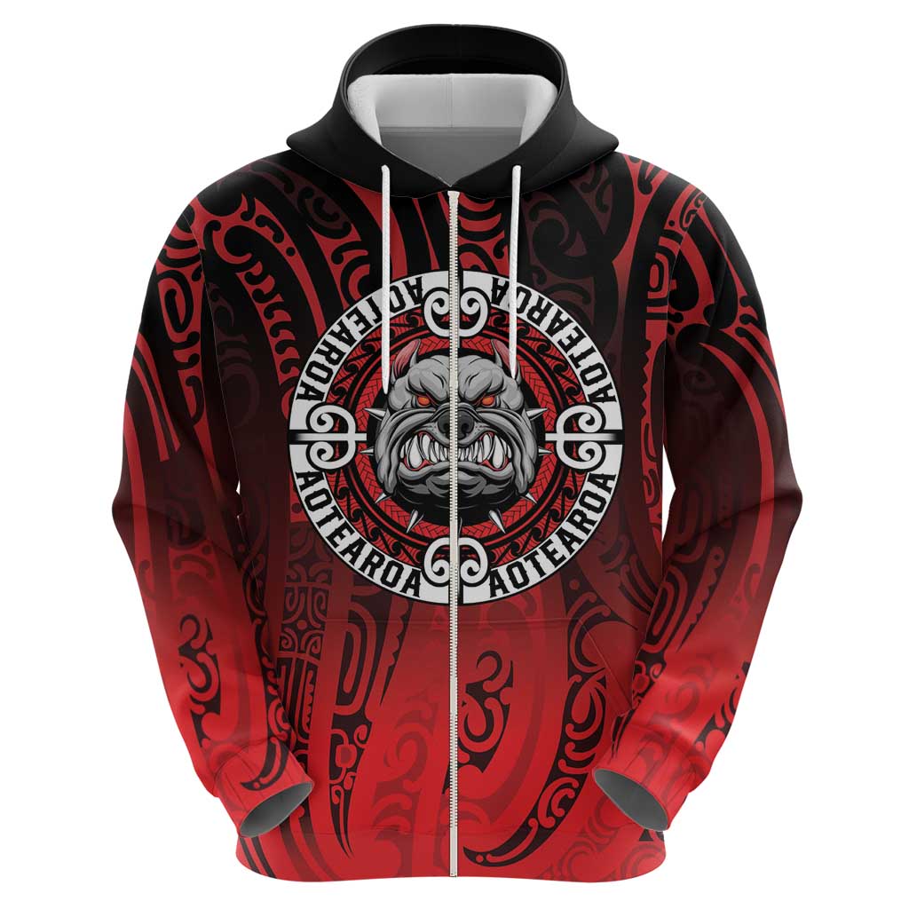 Aotearoa Bulldog Zip Hoodie New Zealand Kowhaiwhai Tribal LT9 - Polynesian Pride