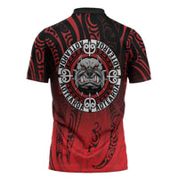 Aotearoa Bulldog Zipper Polo Shirt New Zealand Kowhaiwhai Tribal LT9 - Polynesian Pride