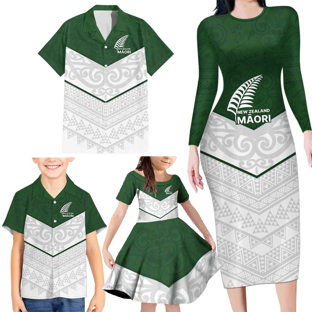 Custom New Zealand Maori Niho Taniwha Family Matching Long Sleeve Bodycon Dress and Hawaiian Shirt LT9 - Polynesian Pride