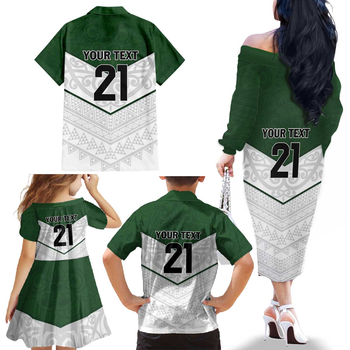 Custom New Zealand Maori Niho Taniwha Family Matching Off The Shoulder Long Sleeve Dress and Hawaiian Shirt LT9 - Polynesian Pride