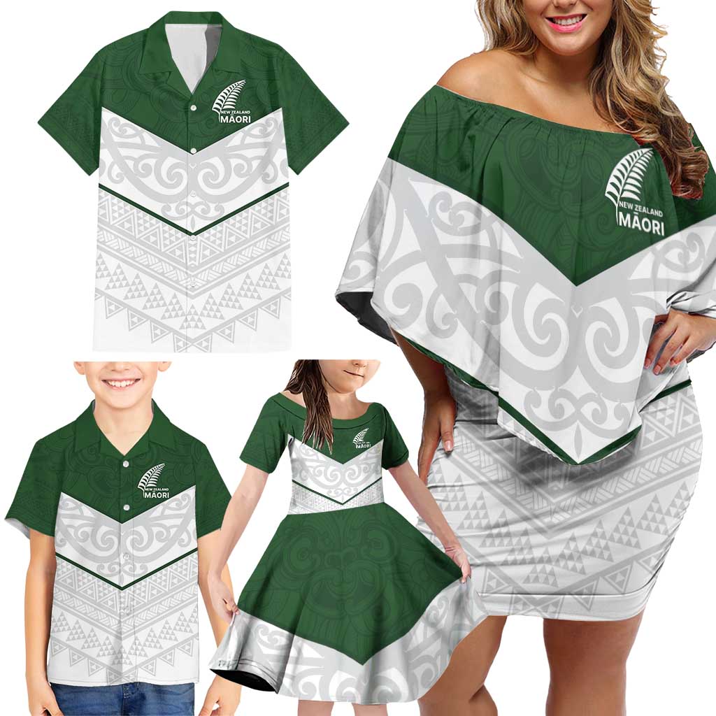 Custom New Zealand Maori Niho Taniwha Family Matching Off Shoulder Short Dress and Hawaiian Shirt LT9 - Polynesian Pride