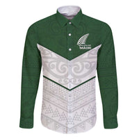 Custom New Zealand Maori Niho Taniwha Family Matching Summer Maxi Dress and Hawaiian Shirt LT9 Dad's Shirt - Long Sleeve Green - Polynesian Pride
