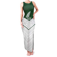 Custom New Zealand Maori Niho Taniwha Family Matching Tank Maxi Dress and Hawaiian Shirt LT9 Mom's Dress Green - Polynesian Pride