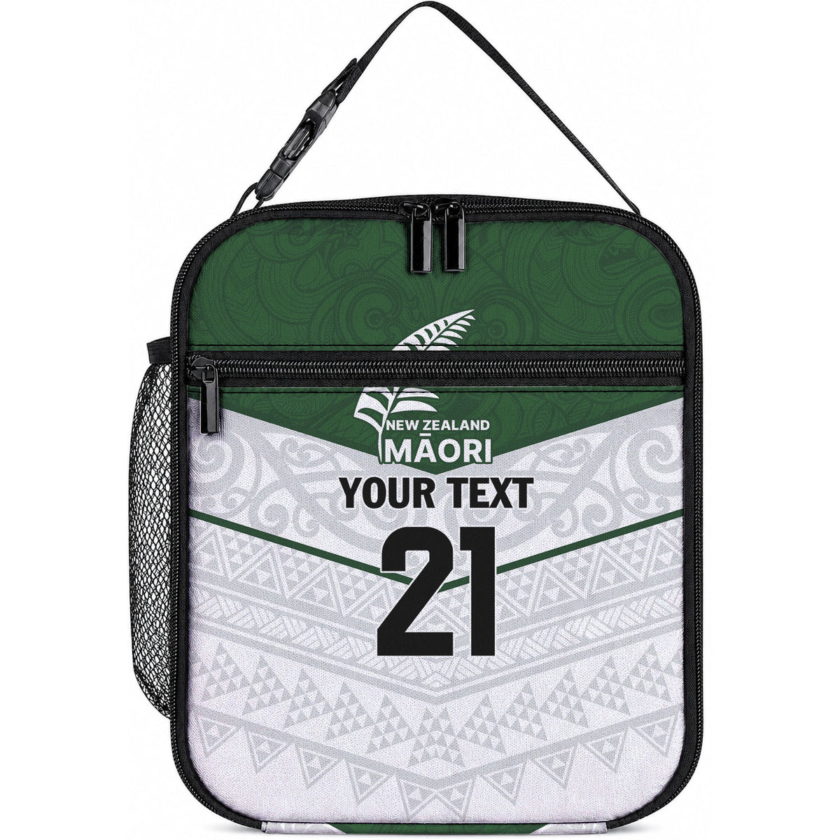 Custom New Zealand Maori Niho Taniwha Lunch Bag LT9 10.2 × 8.3 × 4.3 inch Green - Polynesian Pride