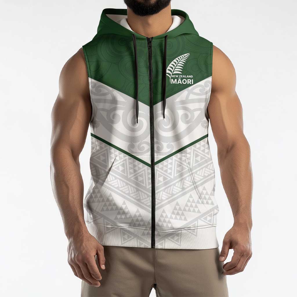 Custom New Zealand Maori Niho Taniwha Sleeveless Zip Hoodie - Polynesian Pride