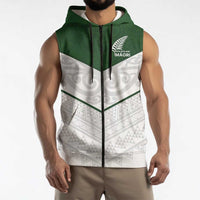Custom New Zealand Maori Niho Taniwha Sleeveless Zip Hoodie - Polynesian Pride