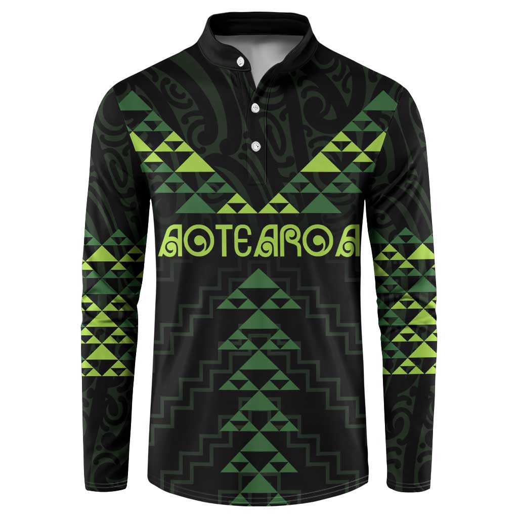 Custom New Zealand Maori Koru Koiri Motif Button Sweatshirt LT9 Green - Polynesian Pride