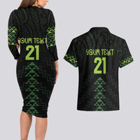 Custom New Zealand Maori Koru Koiri Motif Couples Matching Long Sleeve Bodycon Dress and Hawaiian Shirt LT9 - Polynesian Pride