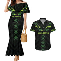 Custom New Zealand Maori Koru Koiri Motif Couples Matching Mermaid Dress and Hawaiian Shirt LT9 Green - Polynesian Pride