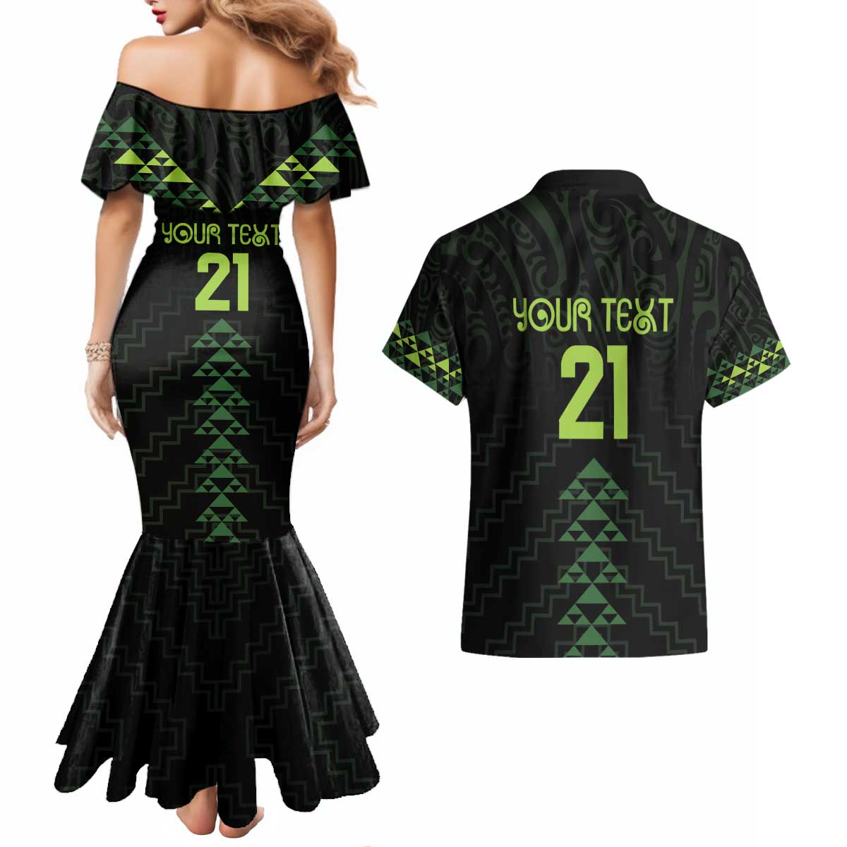 Custom New Zealand Maori Koru Koiri Motif Couples Matching Mermaid Dress and Hawaiian Shirt LT9 - Polynesian Pride