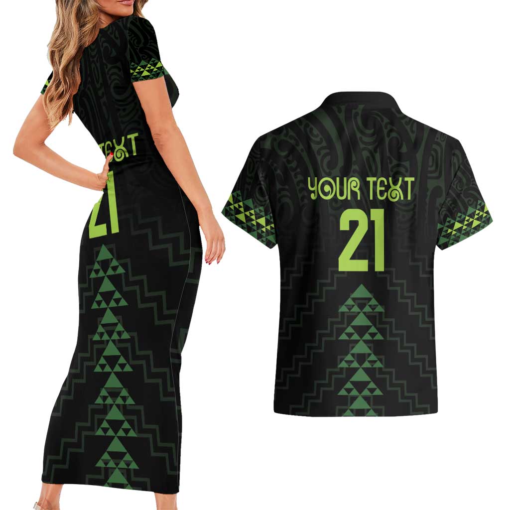 Custom New Zealand Maori Koru Koiri Motif Couples Matching Short Sleeve Bodycon Dress and Hawaiian Shirt LT9 - Polynesian Pride