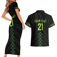 Custom New Zealand Maori Koru Koiri Motif Couples Matching Short Sleeve Bodycon Dress and Hawaiian Shirt LT9 - Polynesian Pride