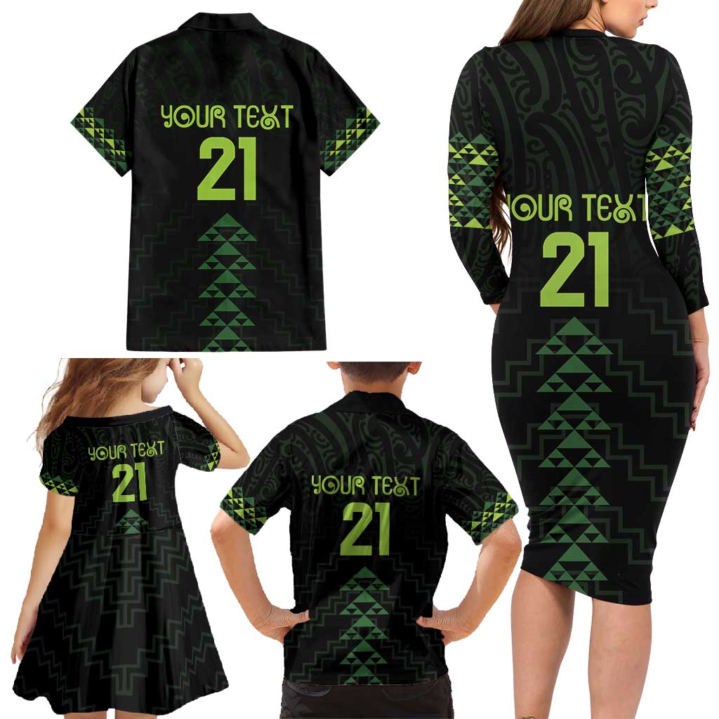 Custom New Zealand Maori Koru Koiri Motif Family Matching Long Sleeve Bodycon Dress and Hawaiian Shirt LT9 - Polynesian Pride