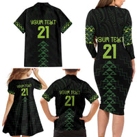 Custom New Zealand Maori Koru Koiri Motif Family Matching Long Sleeve Bodycon Dress and Hawaiian Shirt LT9 - Polynesian Pride
