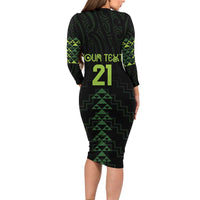 Custom New Zealand Maori Koru Koiri Motif Family Matching Long Sleeve Bodycon Dress and Hawaiian Shirt LT9 - Polynesian Pride