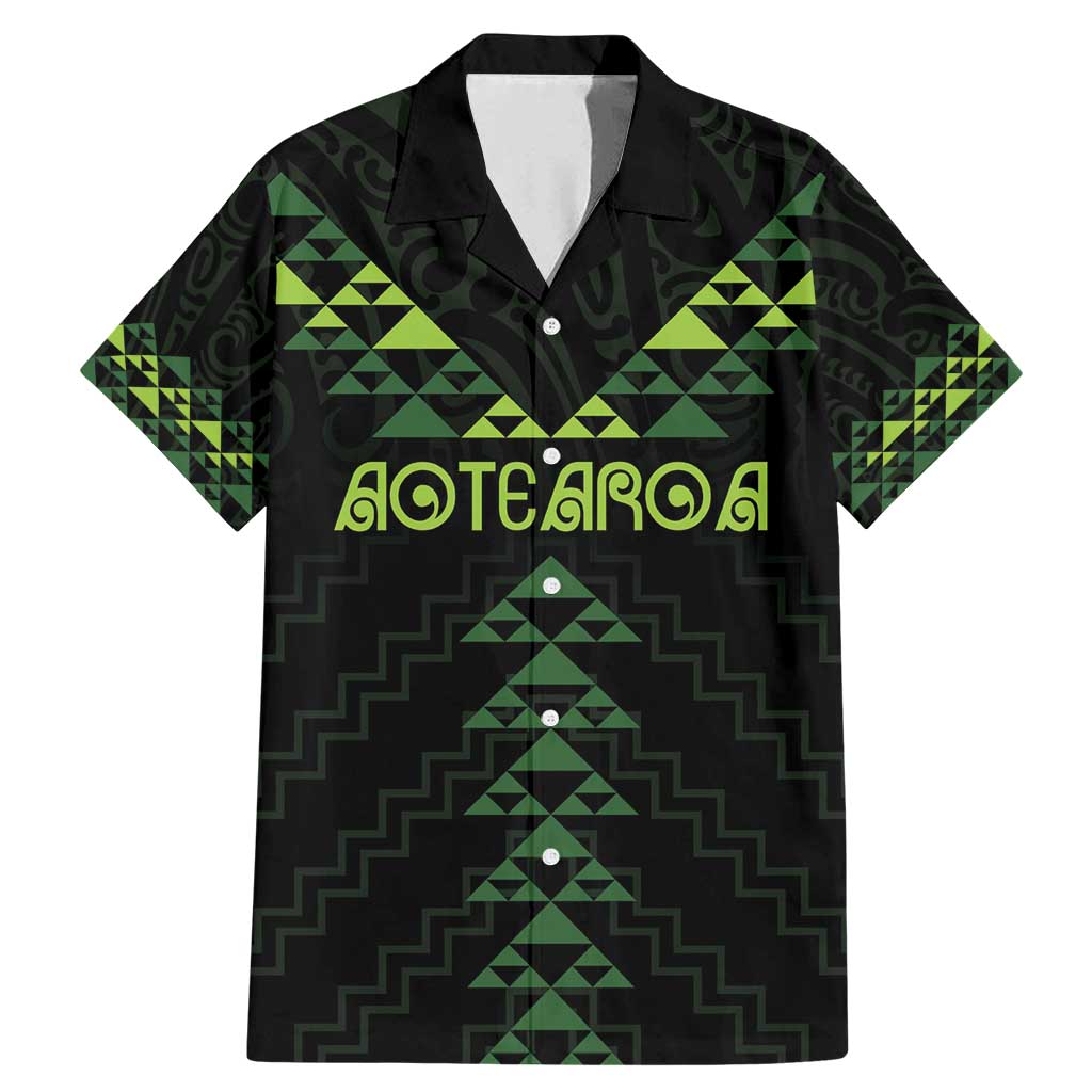 Custom New Zealand Maori Koru Koiri Motif Family Matching Mermaid Dress and Hawaiian Shirt LT9 Dad's Shirt - Short Sleeve Green - Polynesian Pride