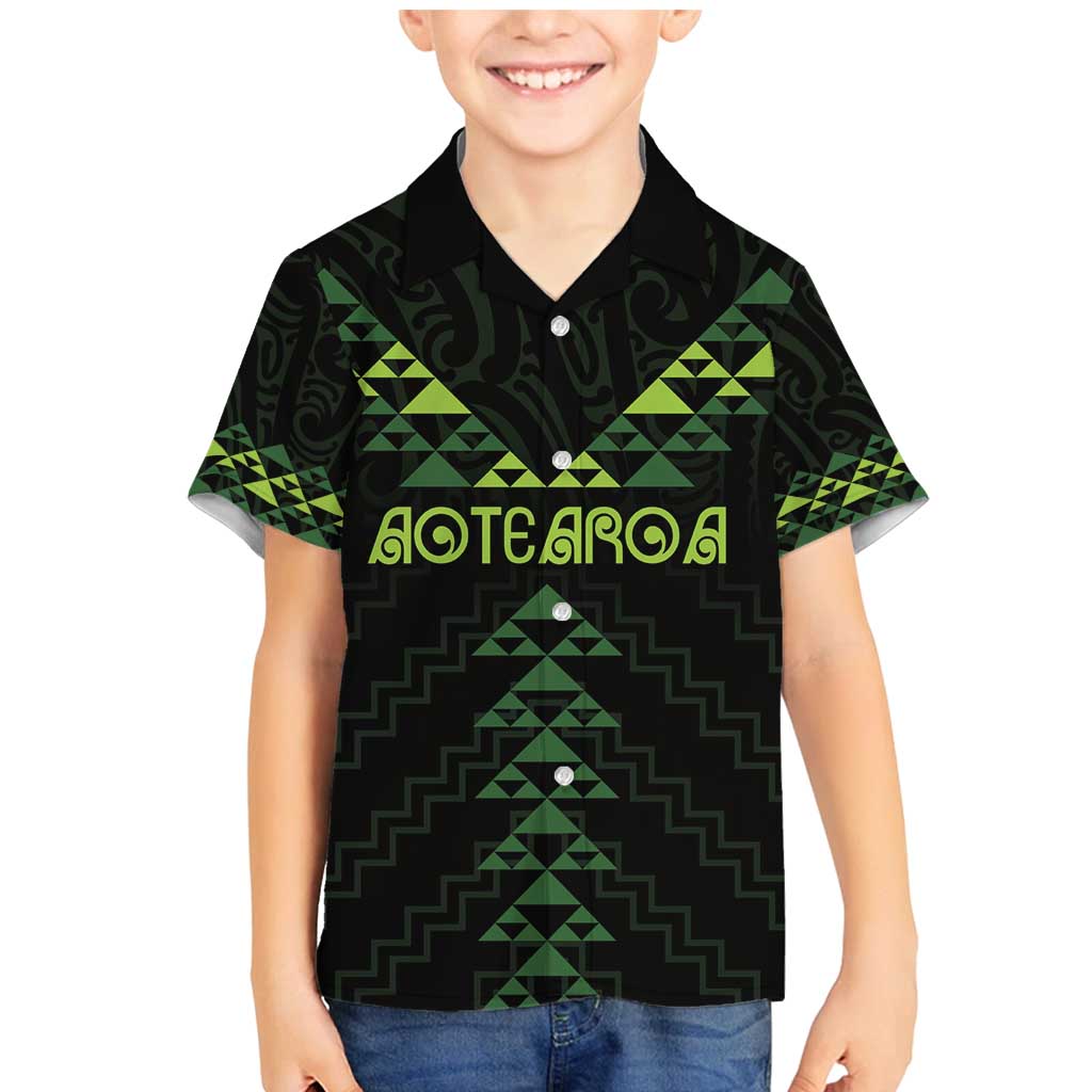 Custom New Zealand Maori Koru Koiri Motif Family Matching Mermaid Dress and Hawaiian Shirt LT9 Son's Shirt Green - Polynesian Pride