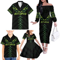 Custom New Zealand Maori Koru Koiri Motif Family Matching Off The Shoulder Long Sleeve Dress and Hawaiian Shirt LT9 - Polynesian Pride