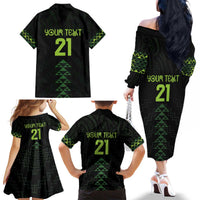 Custom New Zealand Maori Koru Koiri Motif Family Matching Off The Shoulder Long Sleeve Dress and Hawaiian Shirt LT9 - Polynesian Pride