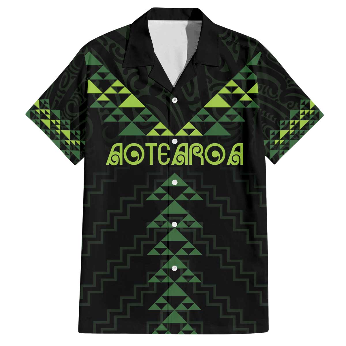 Custom New Zealand Maori Koru Koiri Motif Family Matching Off The Shoulder Long Sleeve Dress and Hawaiian Shirt LT9 Dad's Shirt - Short Sleeve Green - Polynesian Pride