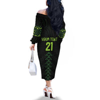 Custom New Zealand Maori Koru Koiri Motif Family Matching Off The Shoulder Long Sleeve Dress and Hawaiian Shirt LT9 - Polynesian Pride